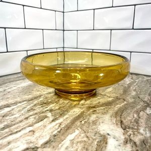 Vintage MCM Amber Glass Dish Fruit Bowl Candy Dish Made in England